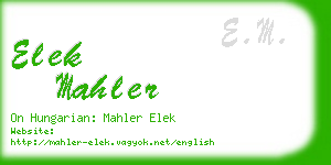 elek mahler business card